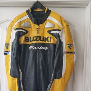 Suzuki Yellow & Black Motorcycle Racing Leather Suit